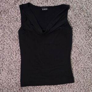 Black Tank Top Pooled Scoop Neck